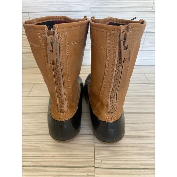 Madden Girl Women’s Size 7 Flurry Tan Black Waterproof Flannel Lined Duck Boots - Picture 4 of 13